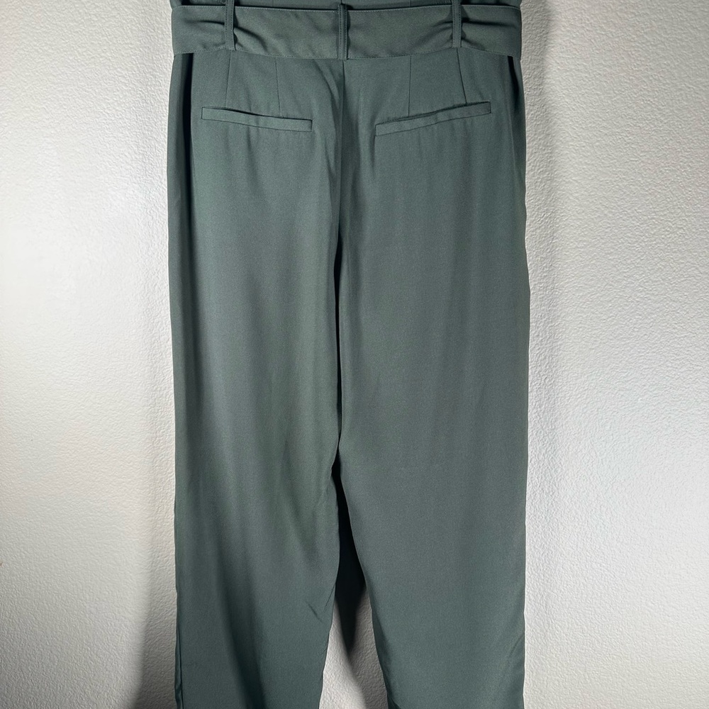 Madewell Drapey Paperbag High Rise Pants in Olive Green - Picture 2 of 8
